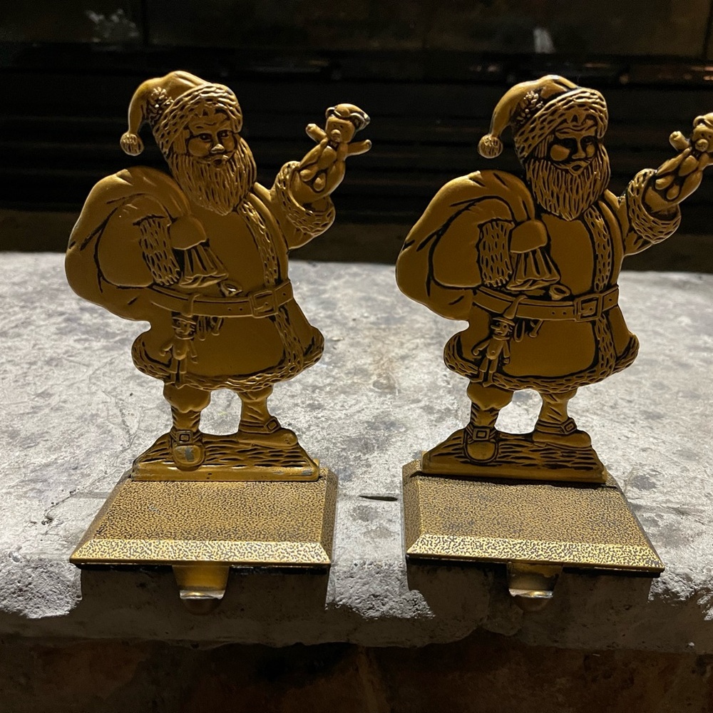 Three Gold Santa Claus Stocking Holders. Only 2 shown in picture.